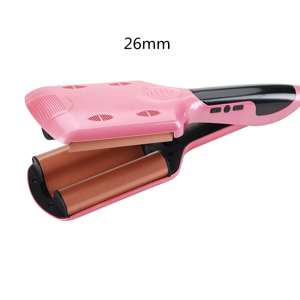 pink-26mm Профессиональная машинка для стрижки волос бигуди Керамика стайлер для волос выпрямитель для волос Инструмент 110-240 В щипцы для завивки волос светодиодный Температура дисплей 26/32 мм волна - Цвет: pink-26mm