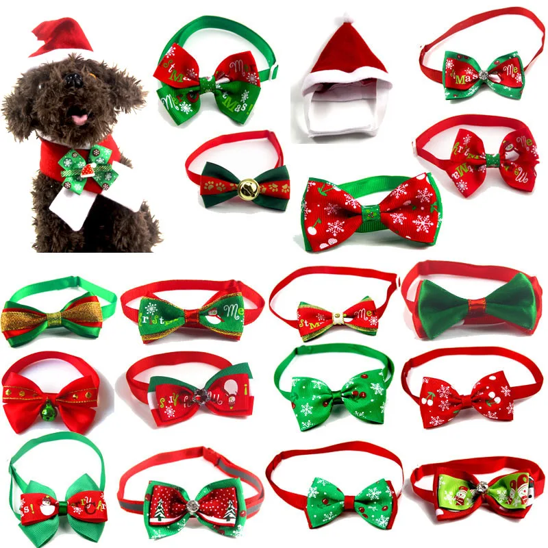 

Christmas Pet Cat Dog Collar Bow Tie Adjustable Neck Strap Cat Dog Grooming Accessories Pet Product Supplies Christmas