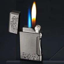 New Jet Gas Lighter Grinding Torch Turbo Flint Lighter Powerful Two Flame Model Butane Metal Windproof Cigarette Cigar Lighter classic retro style windproof zinc alloy butane jet lighter golden