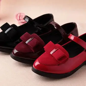 

Girls Leather Shoes For Children Wedding Dress Princess School Shoes Kids Summer Bow-knot Black Student Sandals Korean Fashion