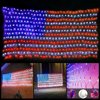 

American US Flag 420 LED String Light Decorative Hanging USA Flag Light