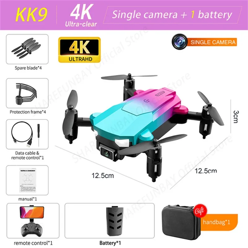 RC Helicopters modern New KK9 Mini Drone 4K Professional HD Dual Camera Rc Helicopter FPV Quadcopter Optical Avoidance Drone Foldable Toys For Boys align helicopters RC Helicopters