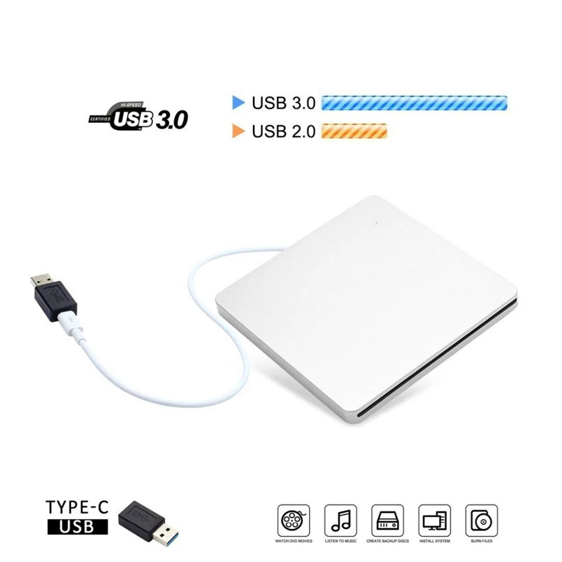 dvd rw drive Тип C USB 3,0 внешний CD DVD привод портативный CD/DVD RW привод горелки оптический привод диск дубликатор для ноутбука Настольный MacBook - Цвет: dvd rw drive