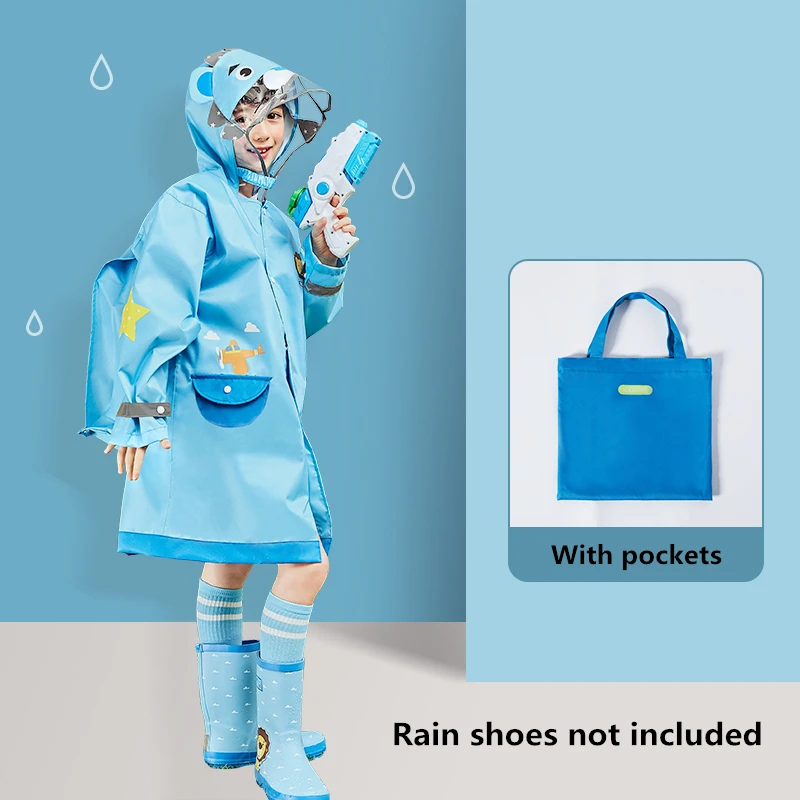 Students Raincoat With School Bags Cool Children Oxford Cloth Rainwear Kids Rain Pocket Jacket Waterproof Rain Coat Suit