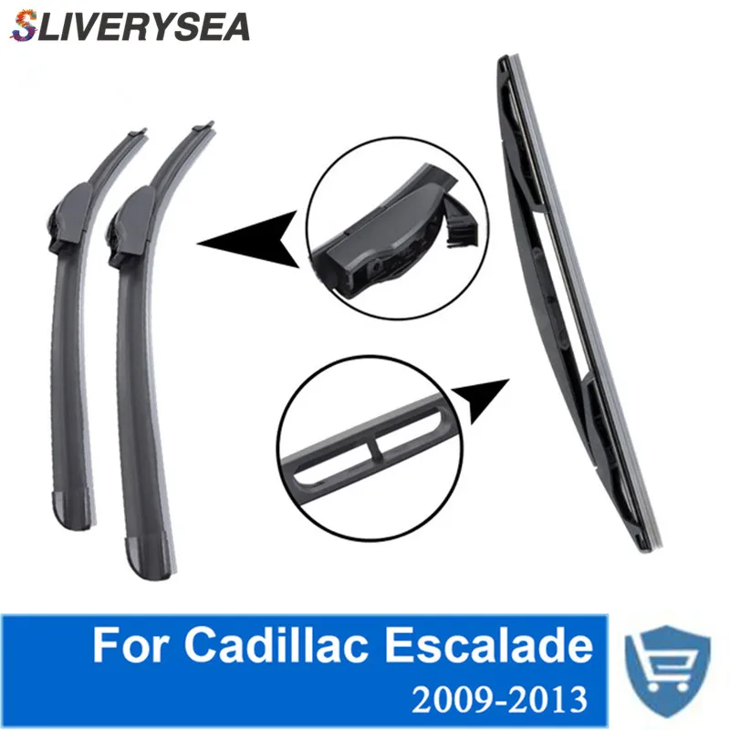 

SLIVERYSEA Front and Rear Wiper Blade no Arm For Cadillac Escalade 2009-2013 High quality Natural Rubber windscreen 22''+22''