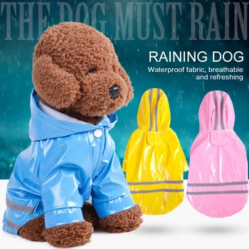 

Pet Cat Dog Raincoat Hooded Reflective Dog Clothes Waterproof Jacket For Small Medium Dogs PU Windbreak Dog Costume