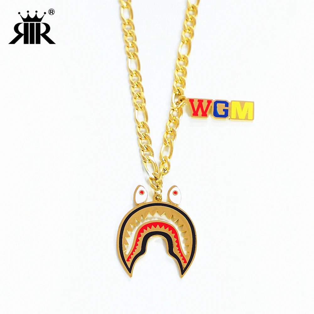 

RIR Unique Design Sense Shark Head Necklace Subtropical Marine Large Animal Shark Pendant Marine Animal Souvenir