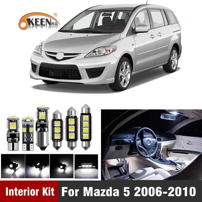 10Pcs Canbus Led Bulb Car Interior Light Kit For Mazda 5 2006 2007 2008 2009 2010 led interior Dome Map Trunk Lights | Автомобили и