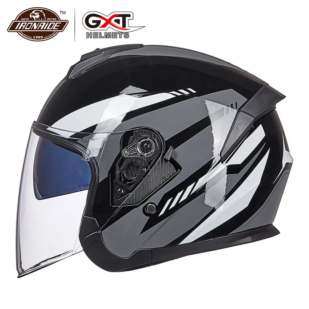 GXT, новинка, мотоциклетный шлем для мужчин, мотоциклетный шлем, для скутера, с двойными линзами, для байкера, для гонок, для верховой езды, шлем для 4 сезона