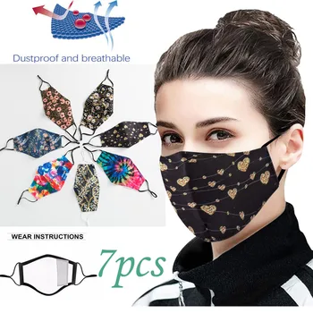 

Adult Floral Print Mask Washable Dust-proof Anti-pollution Protective Mask Reusable Breathable Adjustable Length Masque Tissus