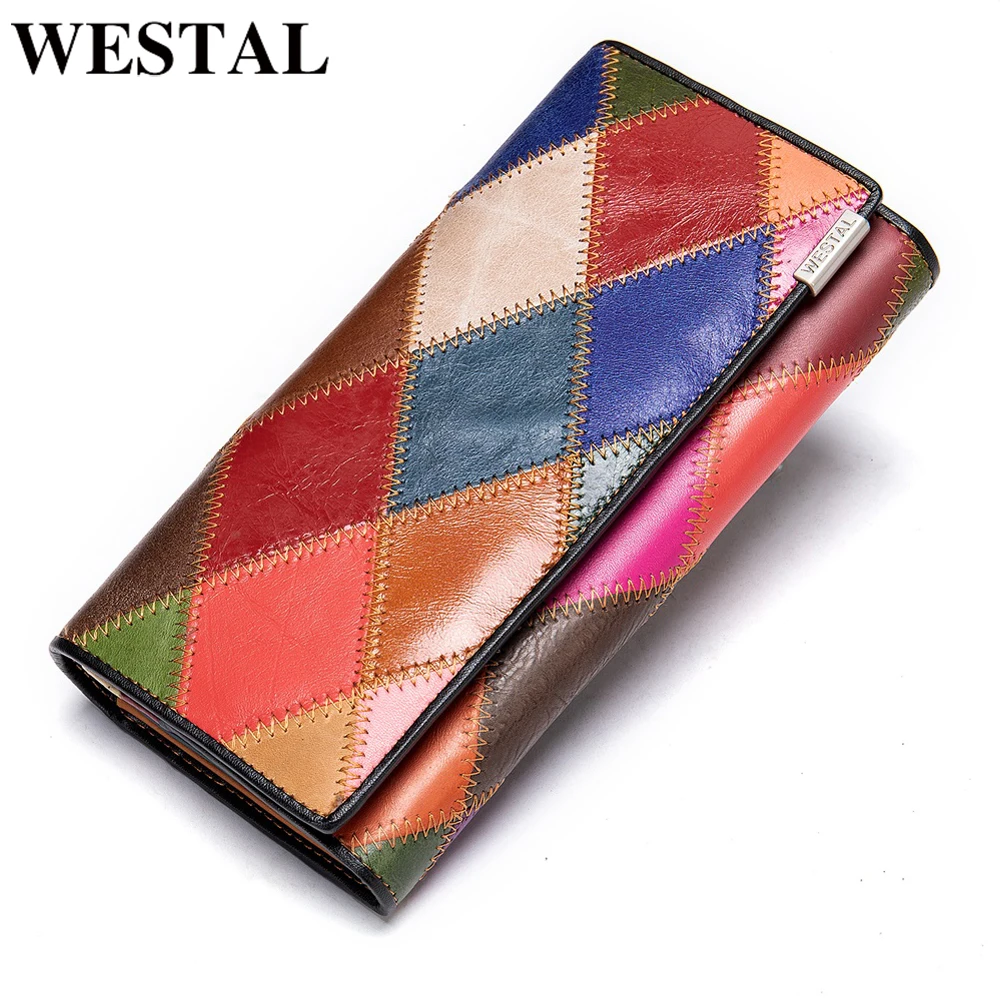 Женский кошелек WESTAL из натуральной кожи для женщин Дамский модный женский клатч
