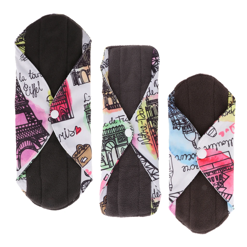 Charcoal Bamboo Fiber Washable Menstrual Sanitary Maternity Pad for Female Bamboo Charcoal Cloth Sanitary Pad Reusable Panty Pad