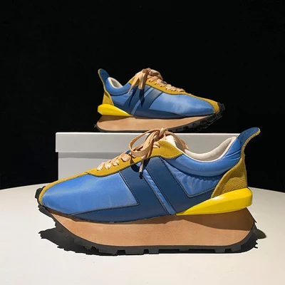 Стильные уличные кроссовки Stylesowner из натуральной кожи на толстой подошве