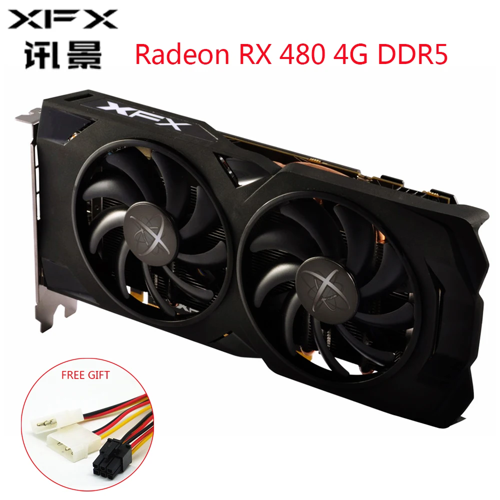 Видеокарта XFX AMD Radeon RX 480 4 Гб видеокарта GPU RX480 ГБ DDR5 видеокарты для ПК Настольная