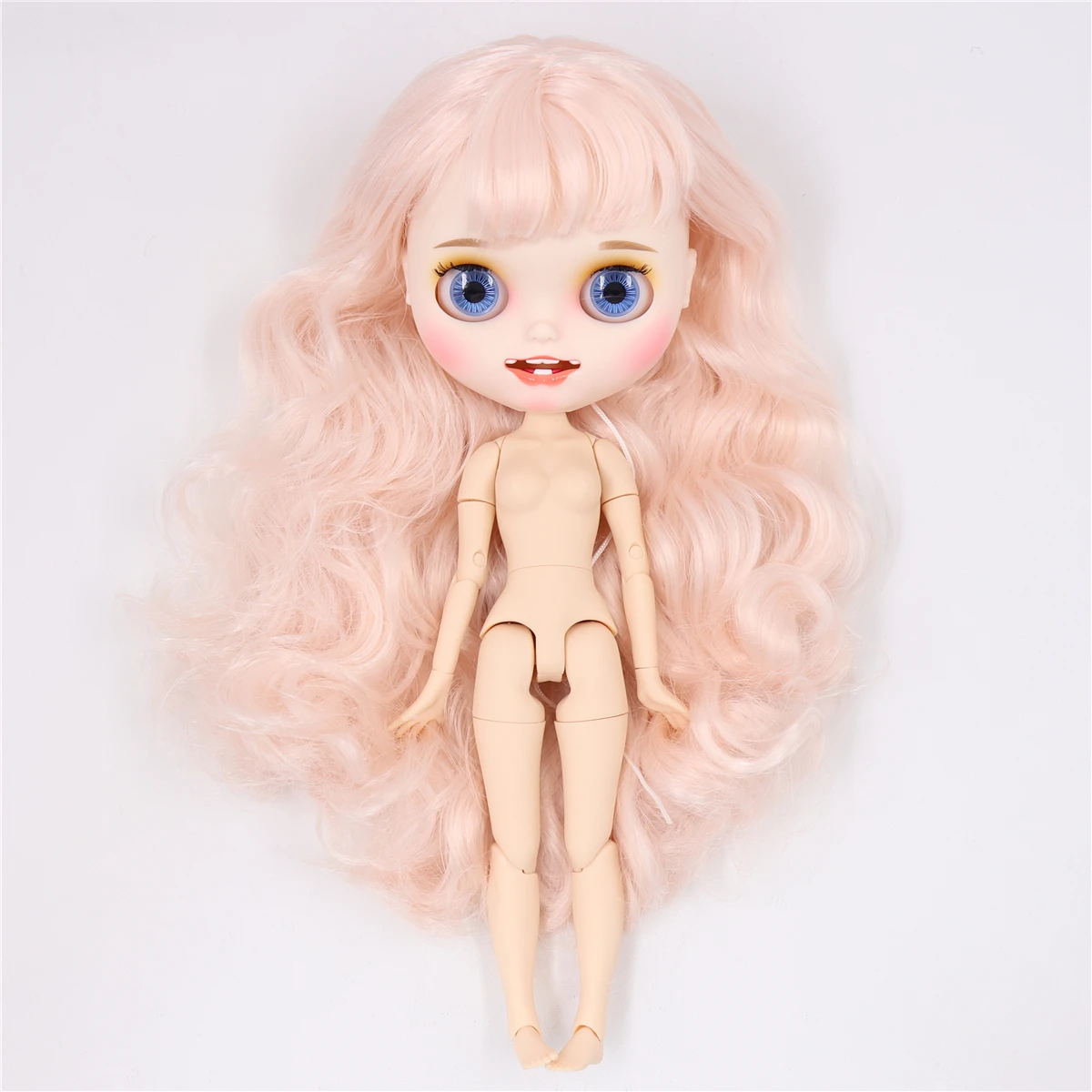 Neo Blythe Doll with Pink Hair, White Skin, Matte Smiling Face & Custom Jointed Body 1