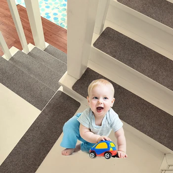 

14pcs Stair Tread Carpet Mats Self Adhesive Stair Mat Non-Skid Stair Step Carpet Step Rug Protection Cover Washable Stair Mat