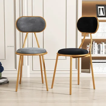

Modern Leisure Light Luxury Dining Chairs Nordic Makeup Chair Fashion Backrest Coffee Shop Tea Chair Stool American Living Room