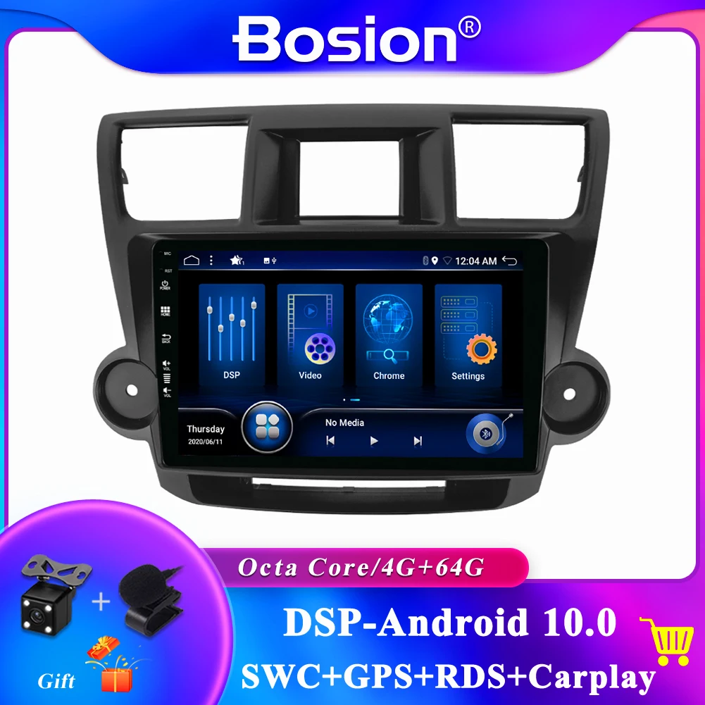 2 Din Android 10 автомобильный мультимедийный плеер для Toyota Highlander 2004-2014 Автомобильный