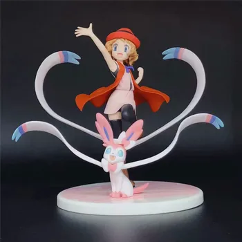 

Pokemon XY Serena Partner Flareon Sylveon PVC Action Figures Cute Anime Pokemon Set Figurines Toys Model for Children Xmas Gifts