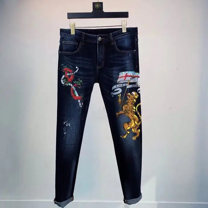 AH1253, модные мужские джинсы,, Подиумные, Роскошные, известный бренд, Европейский дизайн, вечерние, Стильная мужская одежда