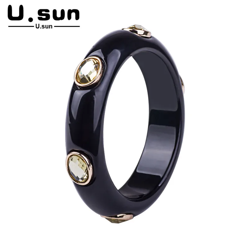 

Trendy Colorful Resin Cuff Bracelets Big Bangles for Women Crystal Metal Acrylic Wide Geometric Bangle For Ladies Charm Jewelry