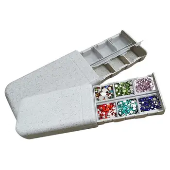 

Portable Diamond Painting Kit Dust-proof Storage Box 6 Grids Nail Art Rhinestone Tool Bead Storage Box Case Organizer Holder Kit