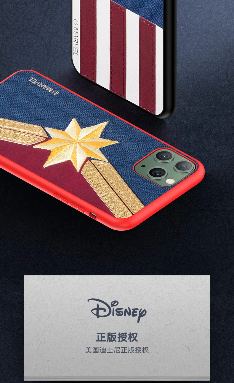 Чехол с принтом Marvel для iPhone 11 Pro Max, Роскошный чехол с вышивкой, Прошитый чехол для Apple iPhone XS XR XS MAX 7/8 Plus