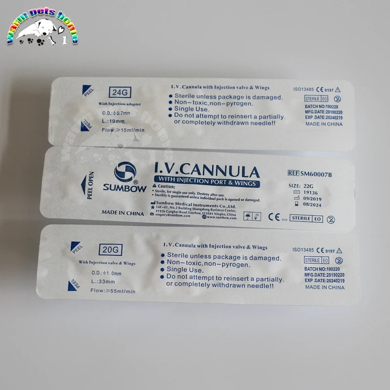 10-50pcs IV Cannula with Injection Port & Wings Sterile I V Catheters 20G 22G 24G Veterinary Equipment 2