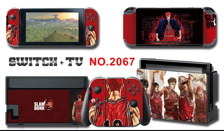 1set New Cute Anime Full Body Sticker for NS Switch Protective Cover Skin Colorful Art for Game Console Joy-Con Controller Decor