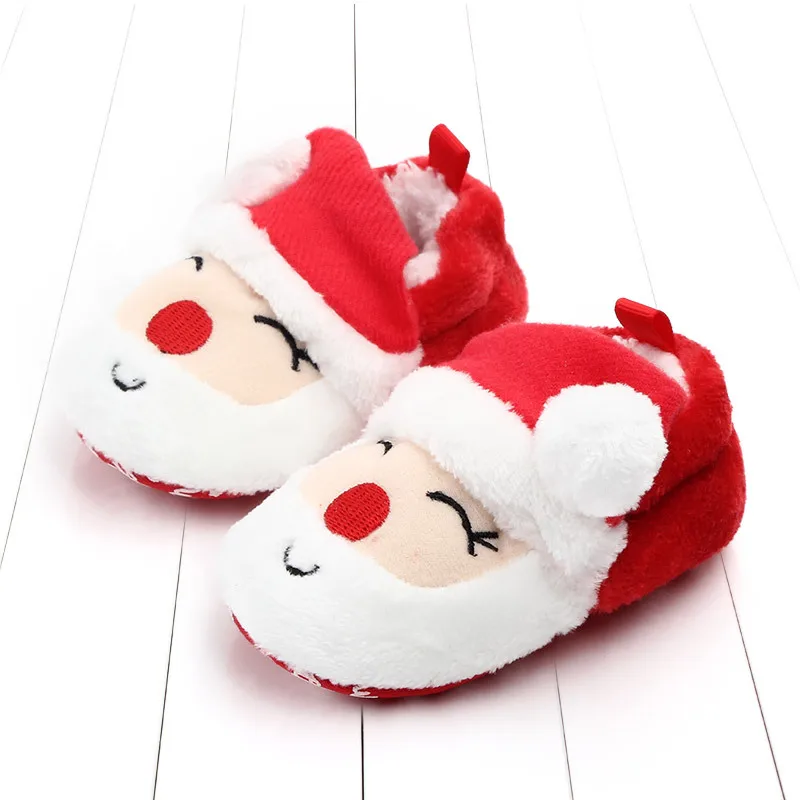Осенне-зимняя теплая обувь для маленьких девочек и мальчиков; обувь для малышей; мягкие тапочки; зимняя нескользящая обувь для малышей; Рождественский подарок - Цвет: Santa Claus