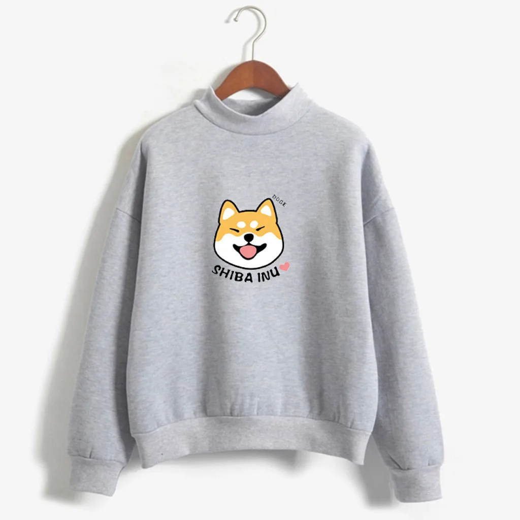 Осень Kawaii для девочек флисовые яркие цвета Hoodies хип-хоп и в стиле «Harajuku» собака кофты прикольные shiba Inu Doge 3D принт Для женщин с капюшоном