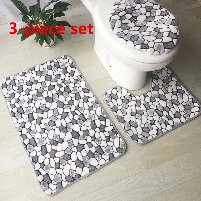 3pcs Коврики для ванной комнаты, Противоскользящий коврик для ванной комнаты, коралловый флис, напольный коврик для ванной, моющийся коврик для ванной комнаты, впитывающий ковер - Цвет: 3pcs