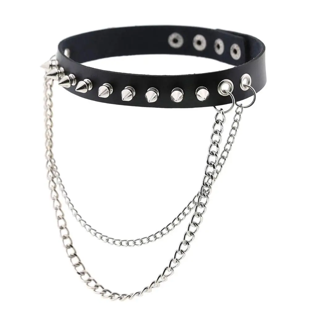 Spike Choker Necklace Goth Collar Chain Punk Choker Women Men
