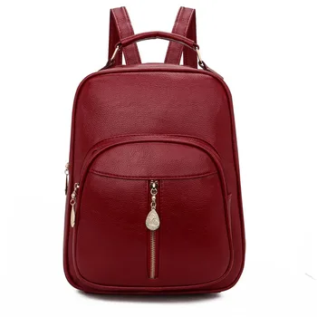 

Women's new pu leather new bags soft-faced solid color backpack