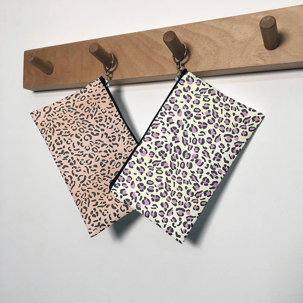 New Design Animal Skin Print Canvas Coin Bag Leopard Print Lipstick Key Daily Storage Bag Party Travel Casual Portable Clutch