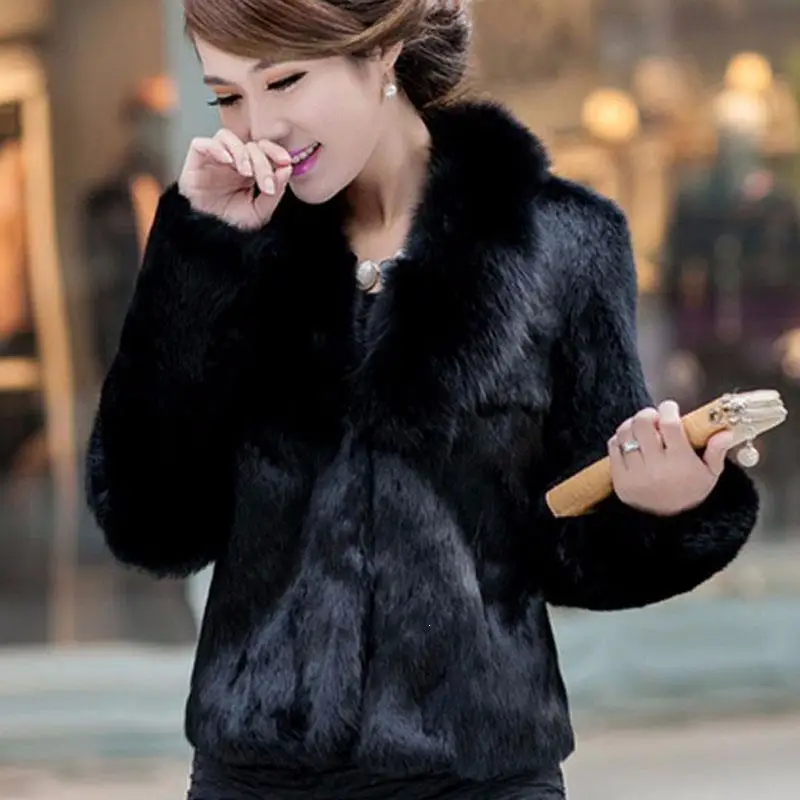 #*Cheap Women Solid Winter Faux Fur Coats Thicken Warm Short Jackets Elegant Lady Long Sleeve Plus Size Fur Jackets