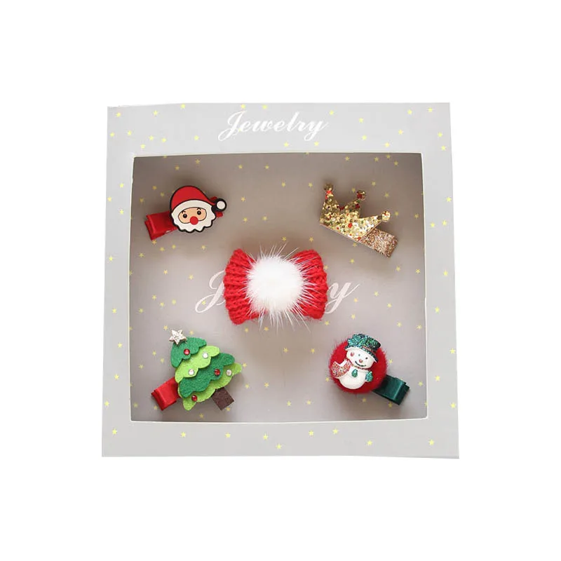 Christmas 5 Pcs Girls Hair Clips Cute Cartoon Design Hair Pin Set Children Hairpin Princess Hair Accessories