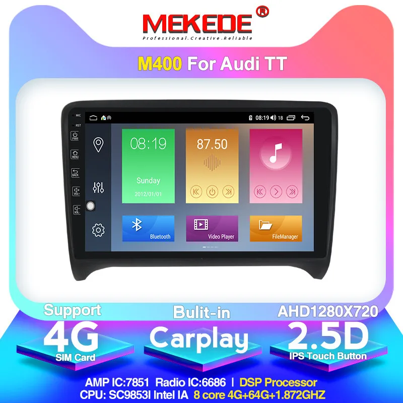 Автомобильный DVD плеер DSP IPS 4 Гб 64 ГБ Android 10 2 DIN GPS для Audi TT MK2 8J 2006 2007 2008 2009 2010 2011 2012
