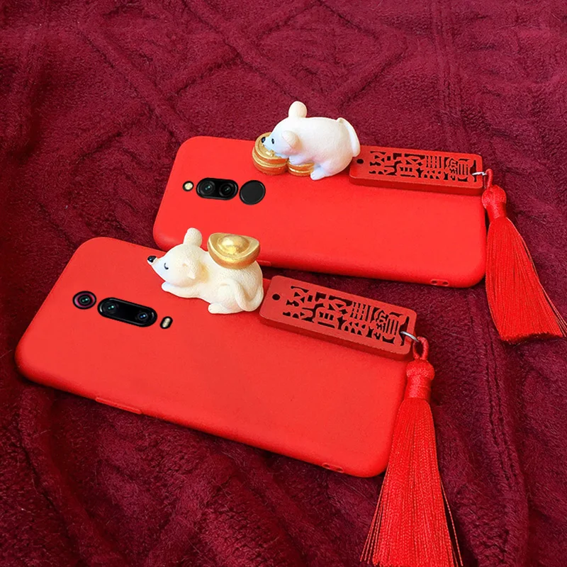 Красный чехол для Redmi note 8pro мультяшная 3D мышь крыса телефона Xiaomi redmi 7 note7pro K20pro