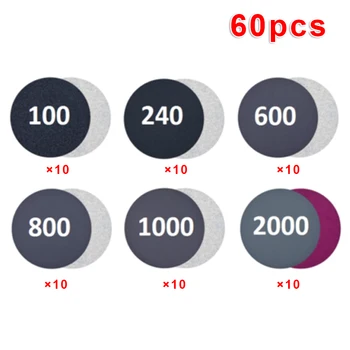 

60pcs/set 100-2000 Grit Wet/Dry Sandpaper Disc Hook And Loop Sanding Pads