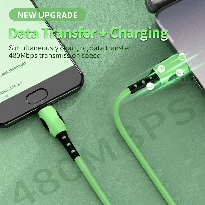 Micro USB кабель для передачи данных 2.4A Быстрая зарядка жидкий силиконовый Samsung S6 Xiaomi