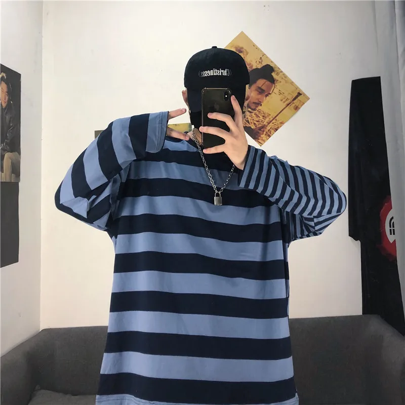 fall Original 2019 New Arrival Gingham Patchwork Men's long sleeves hip hop streetwear Creative minimalist Vogue man's T-shirt fall Original 2019 New Arrival Gingham Patchwork Men's long sleeves hip hop streetwear Creative minimalist Vogue man's T-shirt