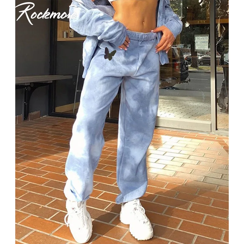 

Rockmore Butterfly Print Sweatpants Tie Dye High Waist Joggers Oversized Elastic Pants Street Wear Casual Harajuku Trousers