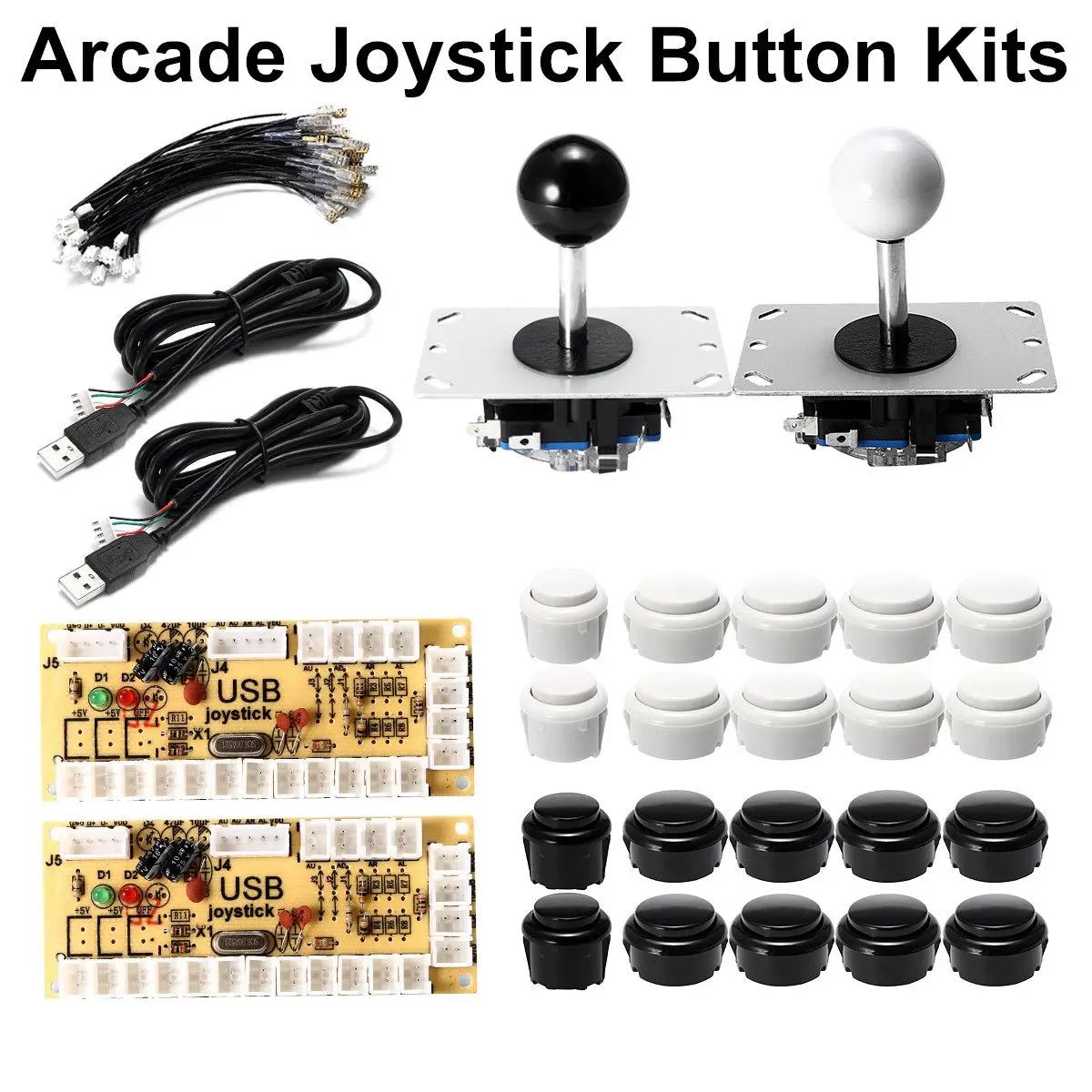 

DIY Arcade Kit Push Button Dual Joystick ZeroDelay USB Encoder Board Parts Set Kit for Arcade PC Game Controller Replacement