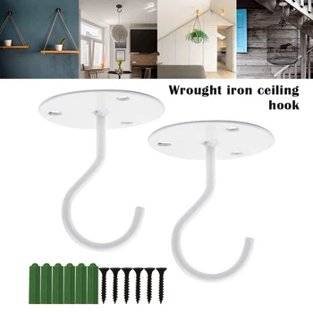 

Newest 2pcs Wall Mount Ceiling Hooks with Screws for Hanging Plants Wind Chimes Lanterns