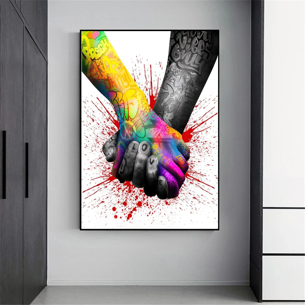 Dankzegging vrouwelijk proza Inspiratie Kunstwerk Holding Handen Canvas Posters En Prints Abstracte  Street Art Schilderijen Wereld Eenheid Thema Pictures Home Decor|Schilderij  & Schoonschrift| - AliExpress