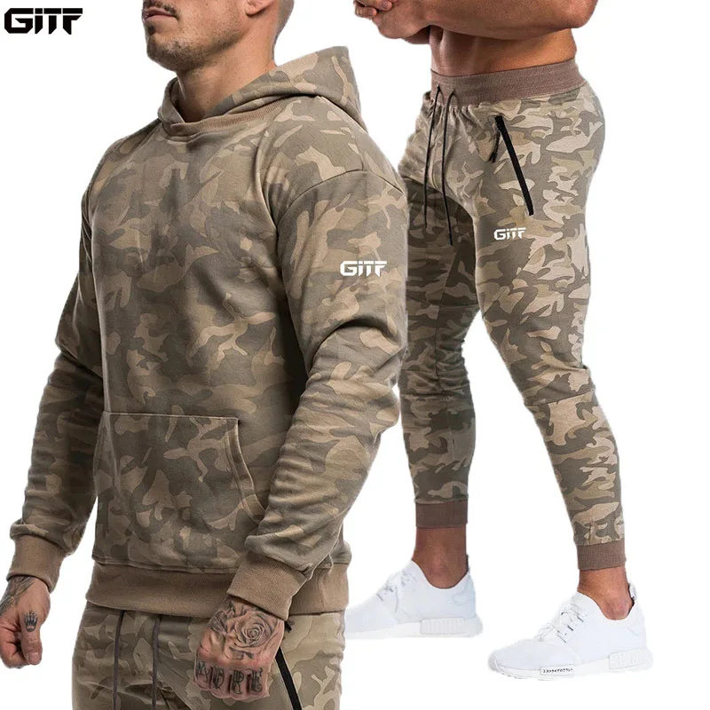 GITF набор мужской спортивный костюм компрессионный комплект для фитнеса спортивный костюм Одежда для бега спортивный Камуфляжный тренировочный костюм для мужчин - Цвет: Camouflage