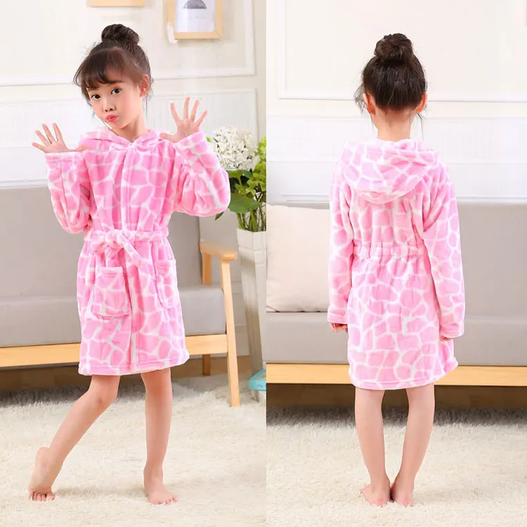 Cartoon Bathrobe For Children Flannel Long Sleeve Hooded Kids Clothes Boys Robe Spring Autumn Baby Bathrobe 1-6 Years children's pajamas bulk