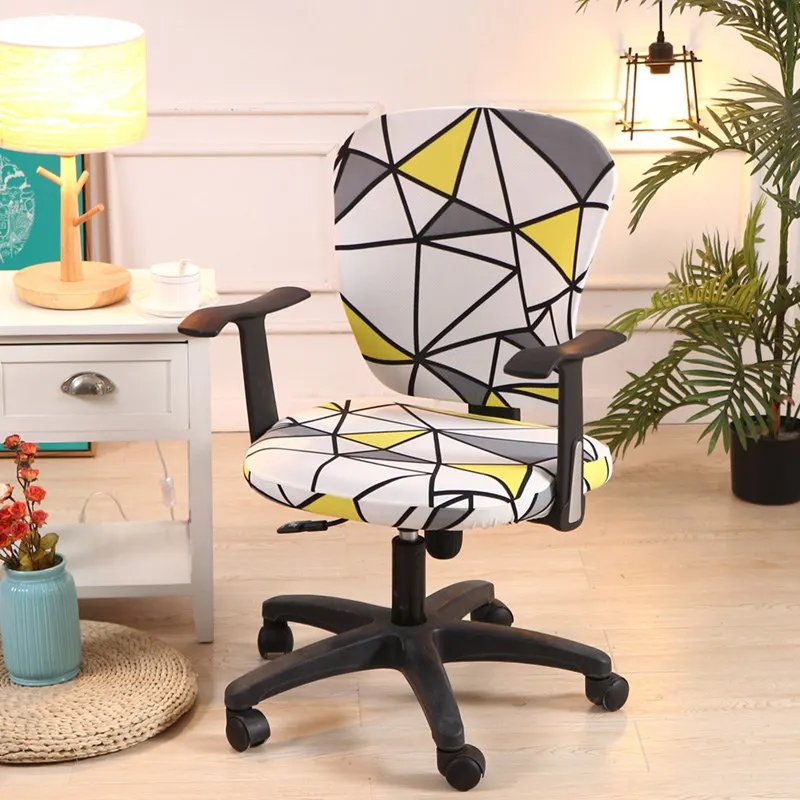 yellow plaid computer chair cover