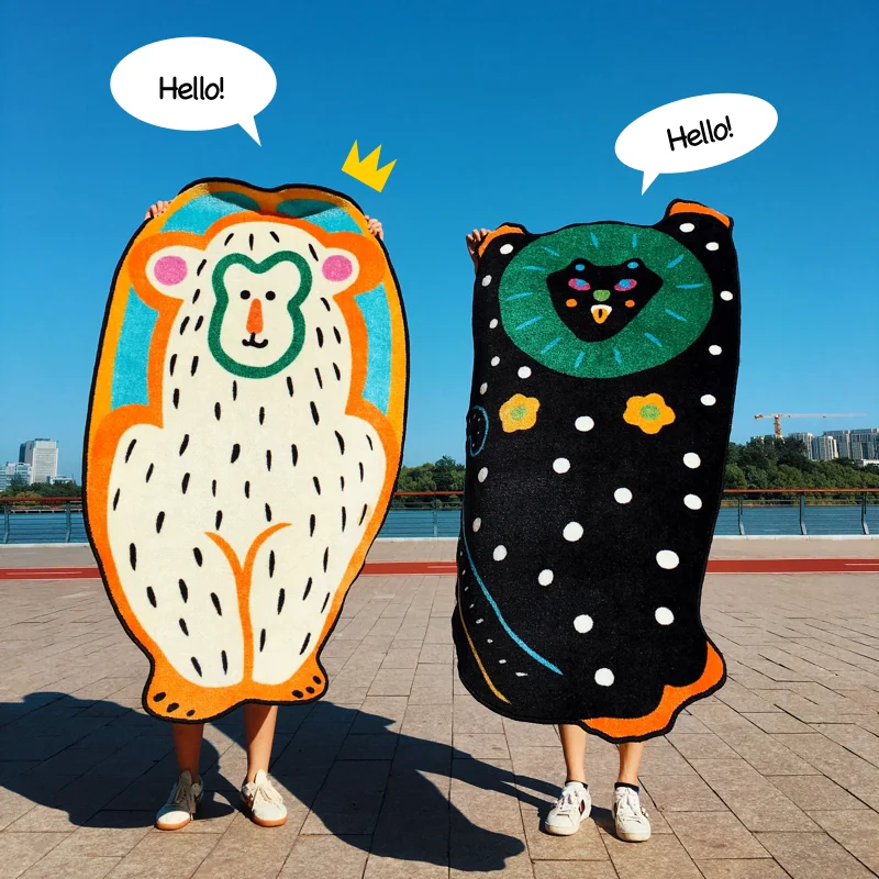 

Creative Nordic Cute Carpets Cartoon Cat Pattern Children's Room Carpet Thicken Non-slip Living Room Door Mat Home Decoration